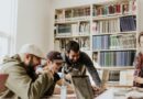 Students working together on a university study project