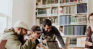 Students working together on a university study project