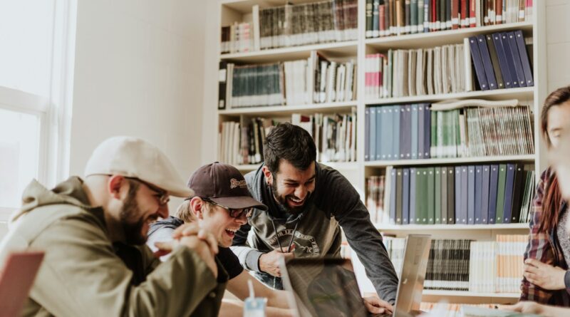 Students working together on a university study project