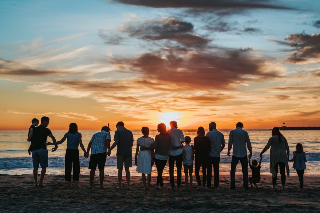 Family together outdoors